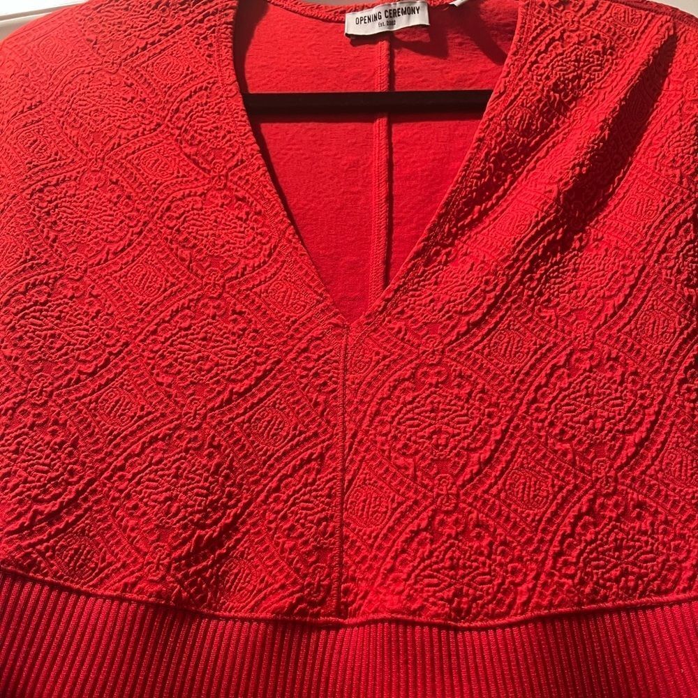 Opening Ceremony Medallion Jacquard Fit & Flare Red Dress - Picture 8 of 10